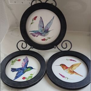 Ganz Round Watercolor Style Hummingbirds Wall Hanging Decor Set Of Three New‎